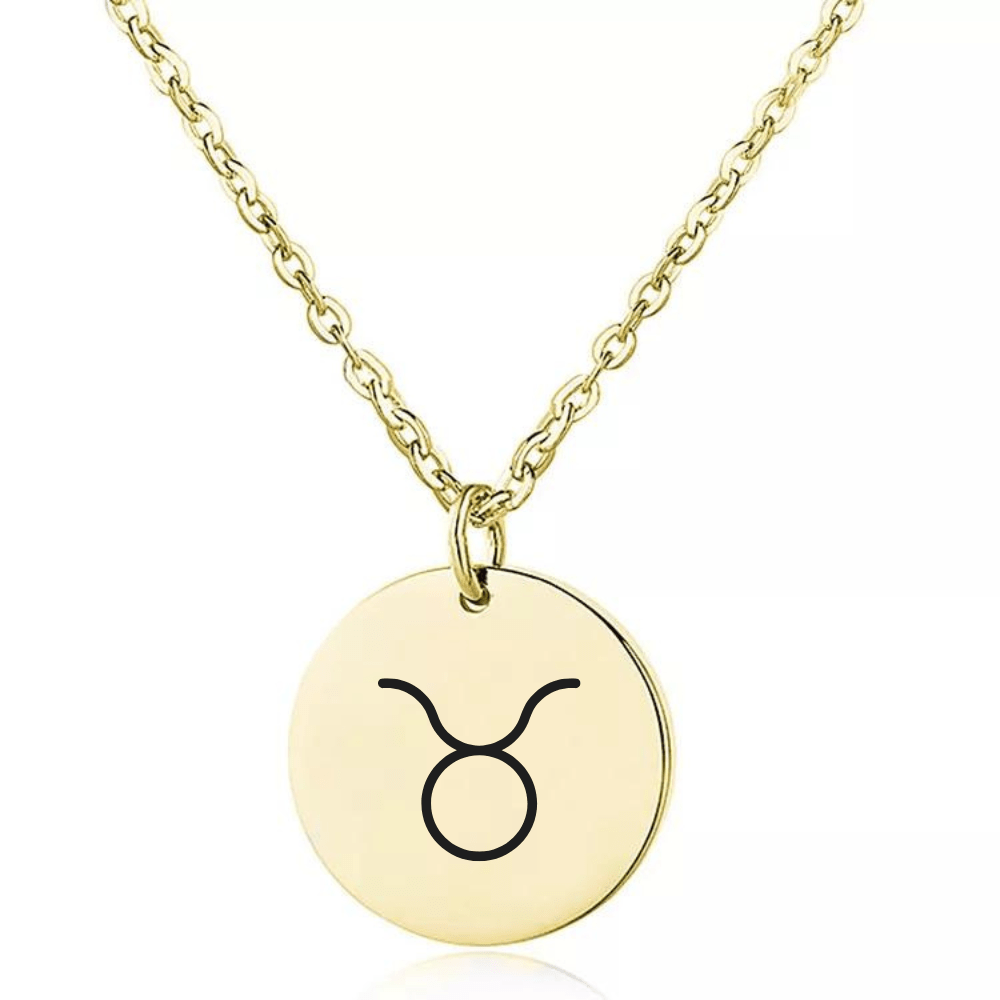 Engraved Zodiac Sign Coin Necklace