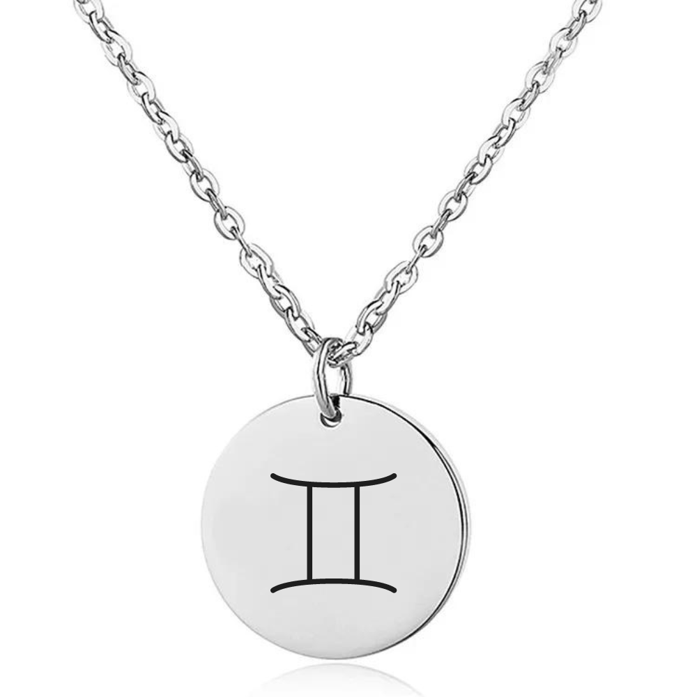 Engraved Zodiac Sign Coin Necklace