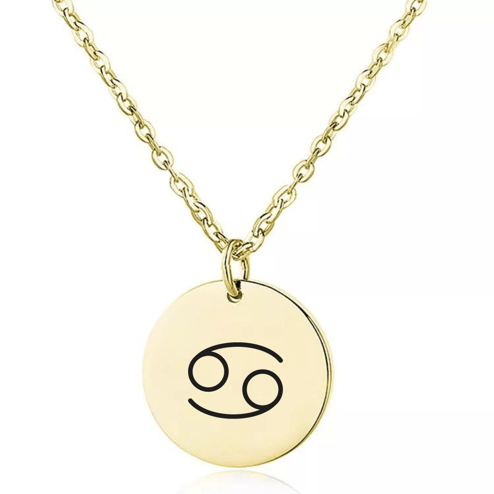 Engraved Zodiac Sign Coin Necklace