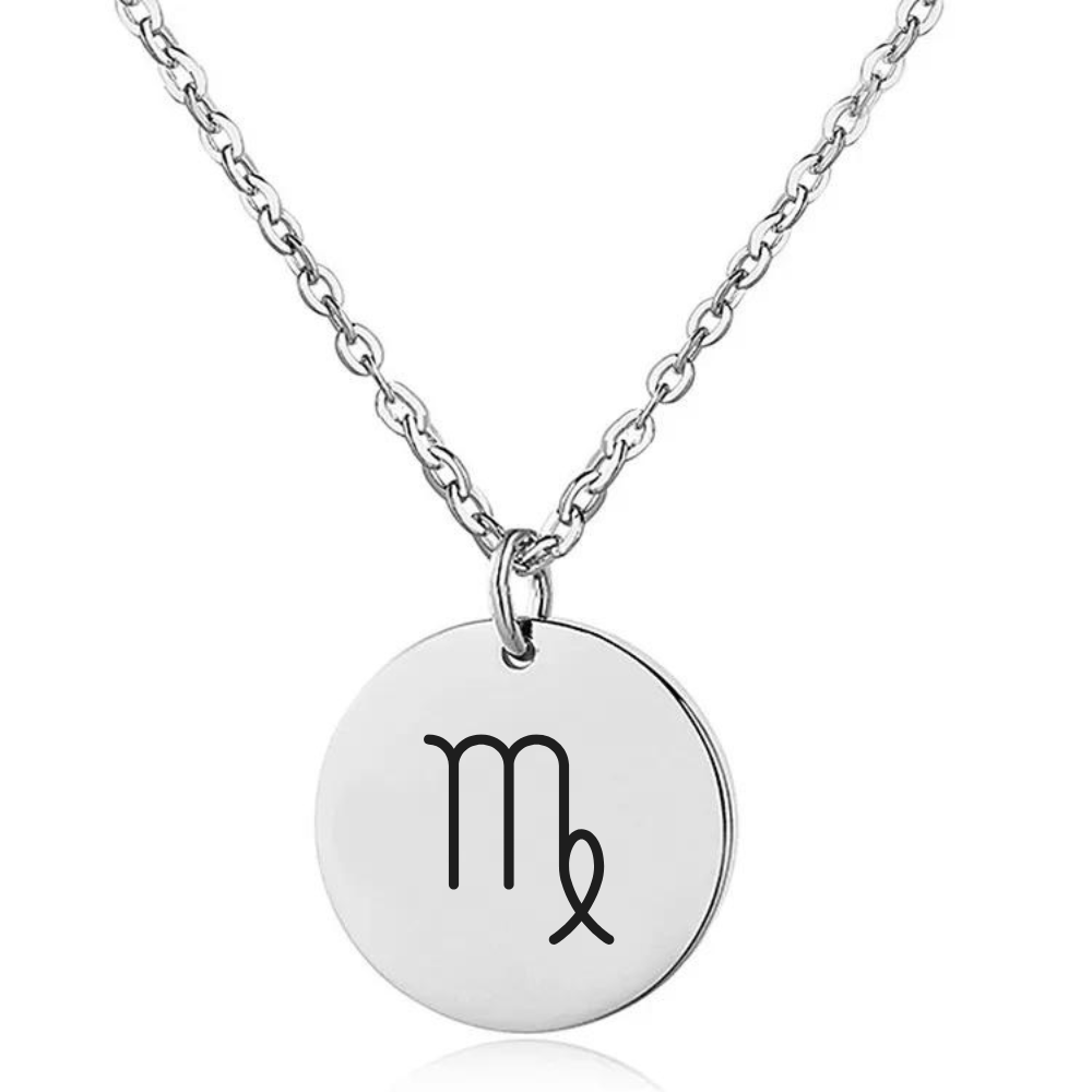 Engraved Zodiac Sign Coin Necklace