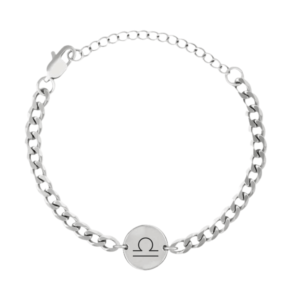 Engraved Zodiac Sign Coin Bracelet