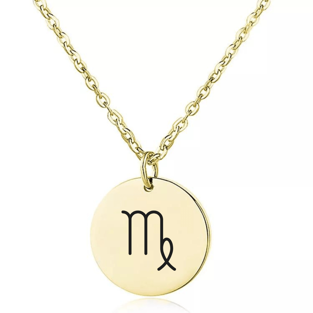 Engraved Zodiac Sign Coin Necklace