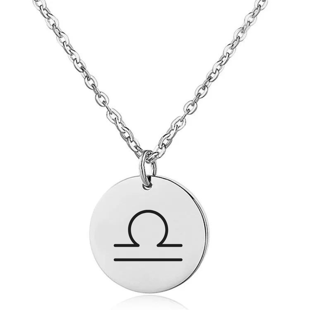 Engraved Zodiac Sign Coin Necklace