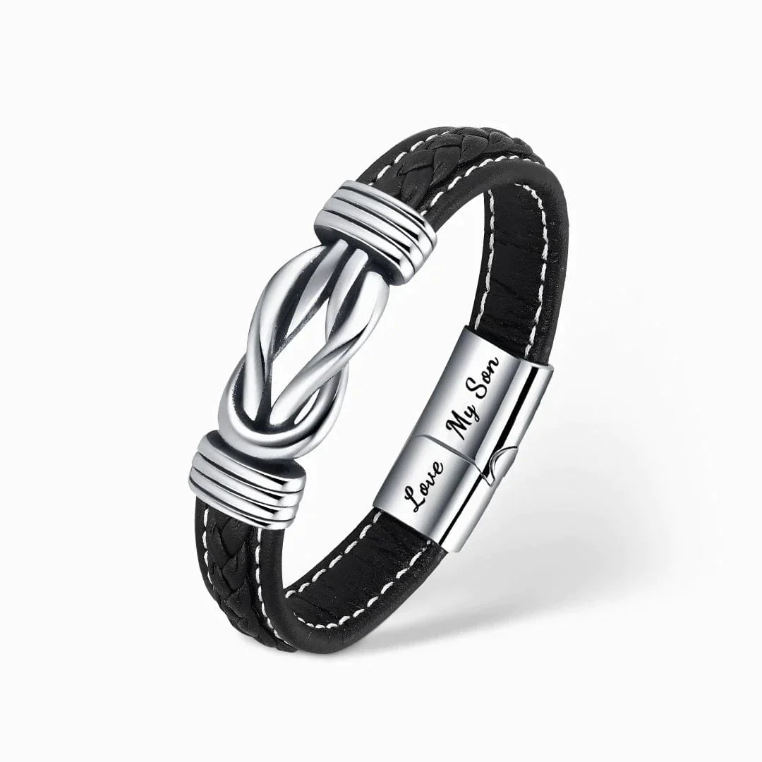 “Mother and Son Forever Connected” Braided Leather Bracelet