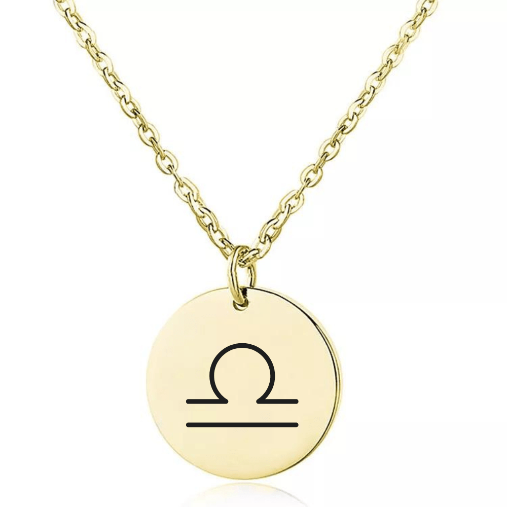Engraved Zodiac Sign Coin Necklace