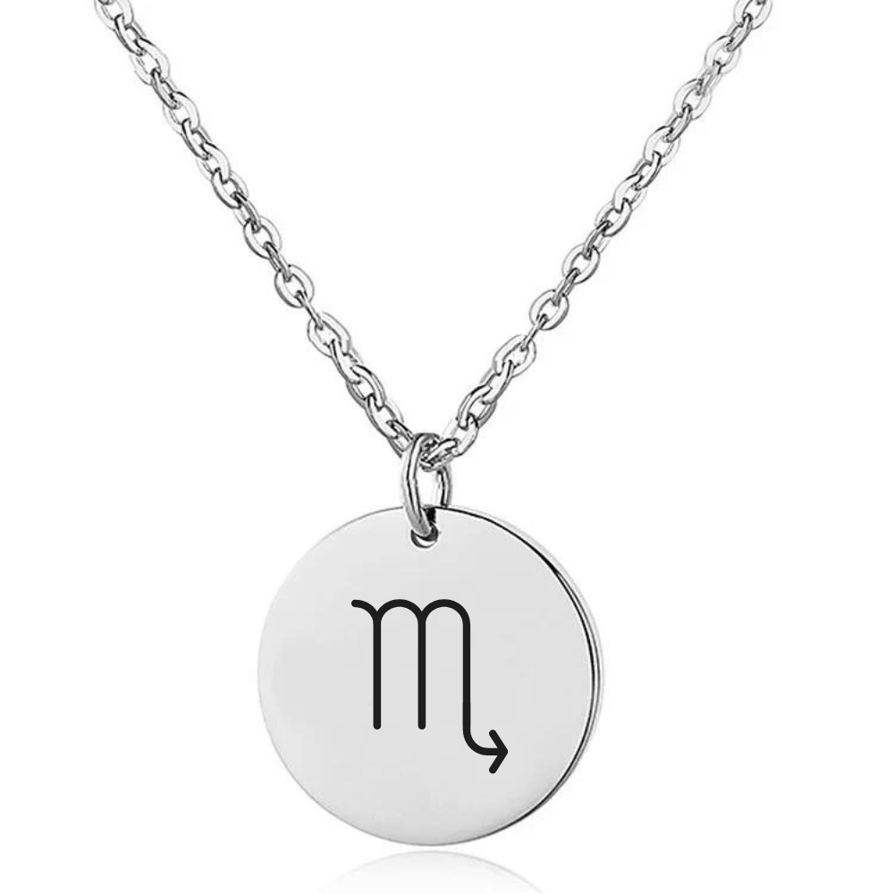 Engraved Zodiac Sign Coin Necklace