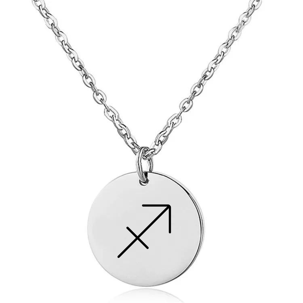 Engraved Zodiac Sign Coin Necklace