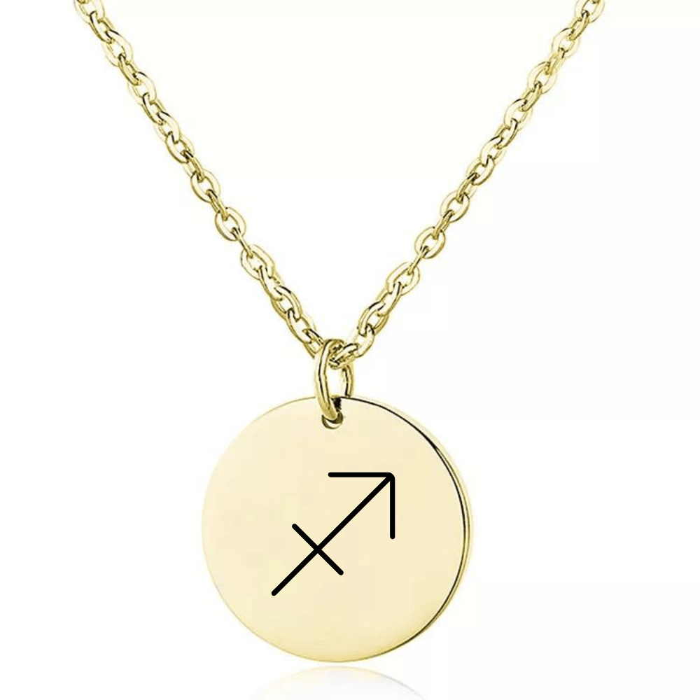 Engraved Zodiac Sign Coin Necklace