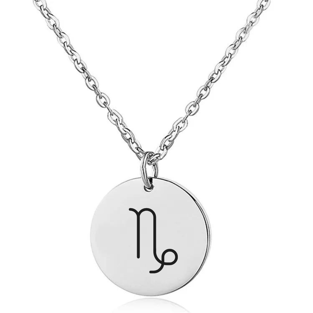 Engraved Zodiac Sign Coin Necklace