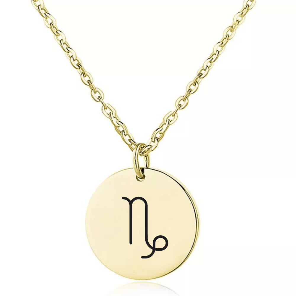 Engraved Zodiac Sign Coin Necklace