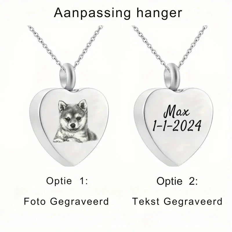Engraved Heart Cremation Urn for Pet Ashes - Personalized Necklace