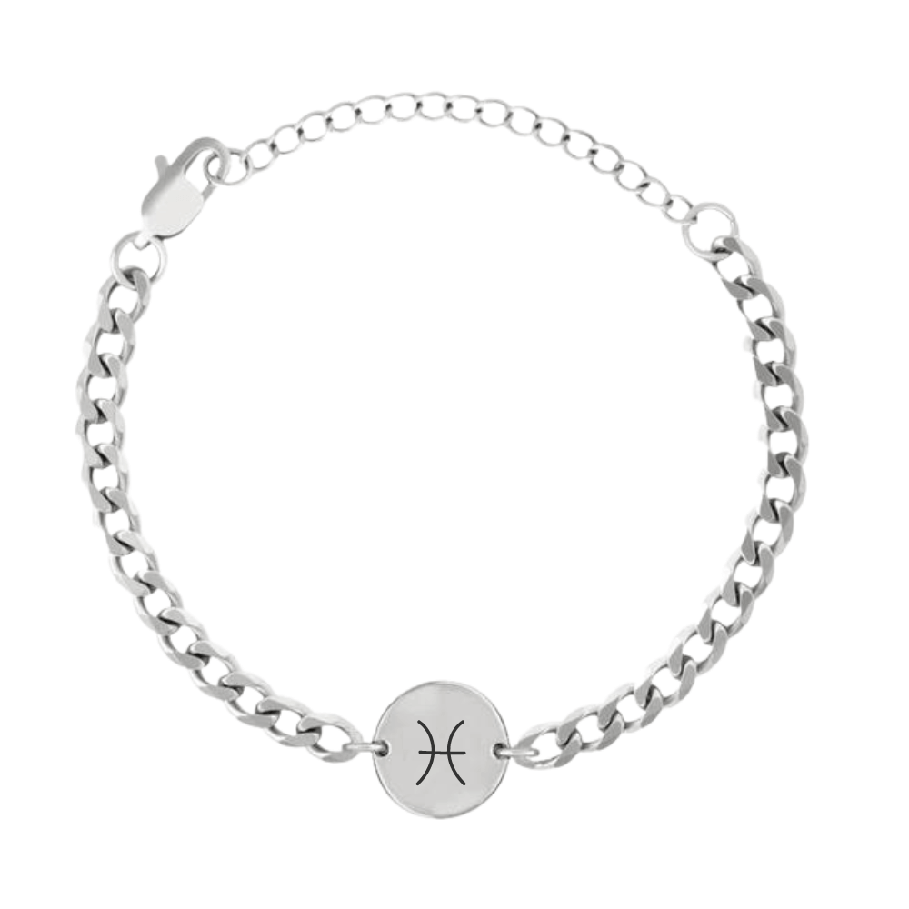 Engraved Zodiac Sign Coin Bracelet