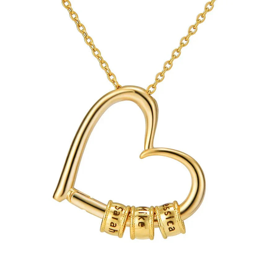 To My Wife - Engraved Family Heart Necklace