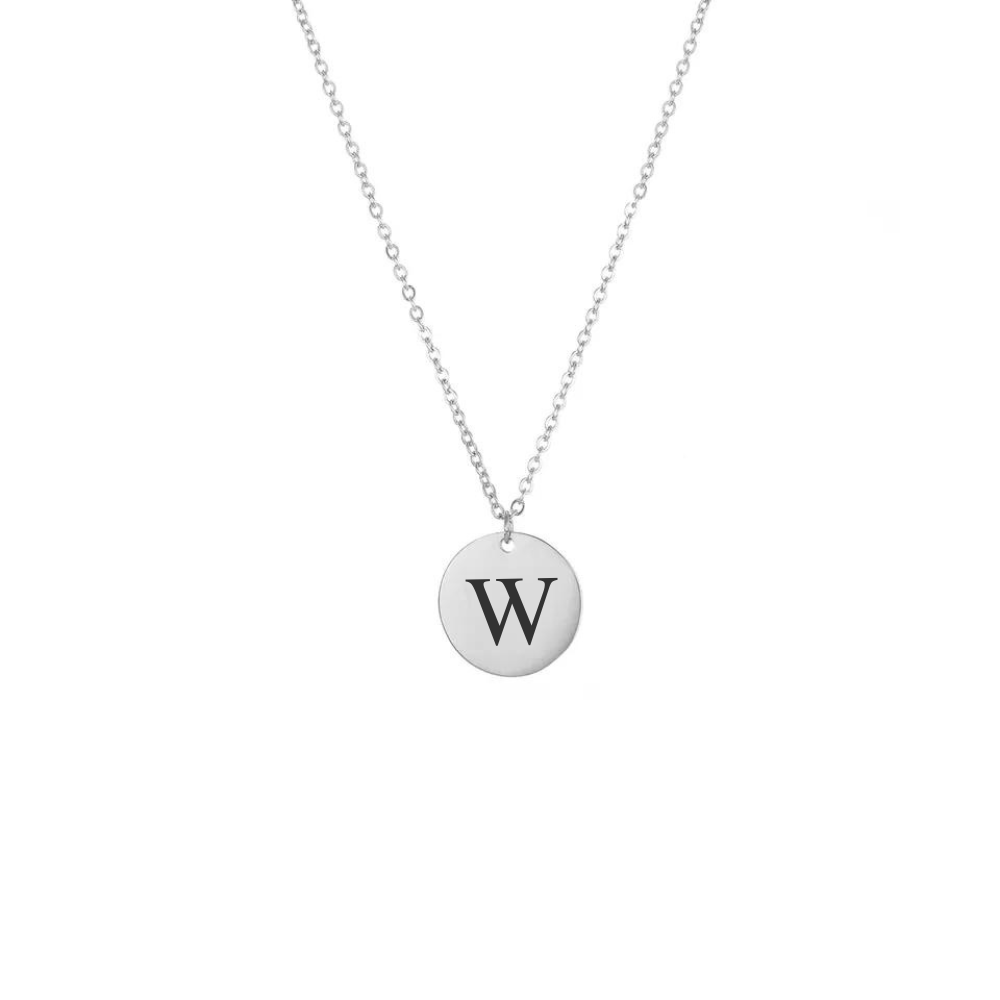 Engraved Coin Necklace with Initial