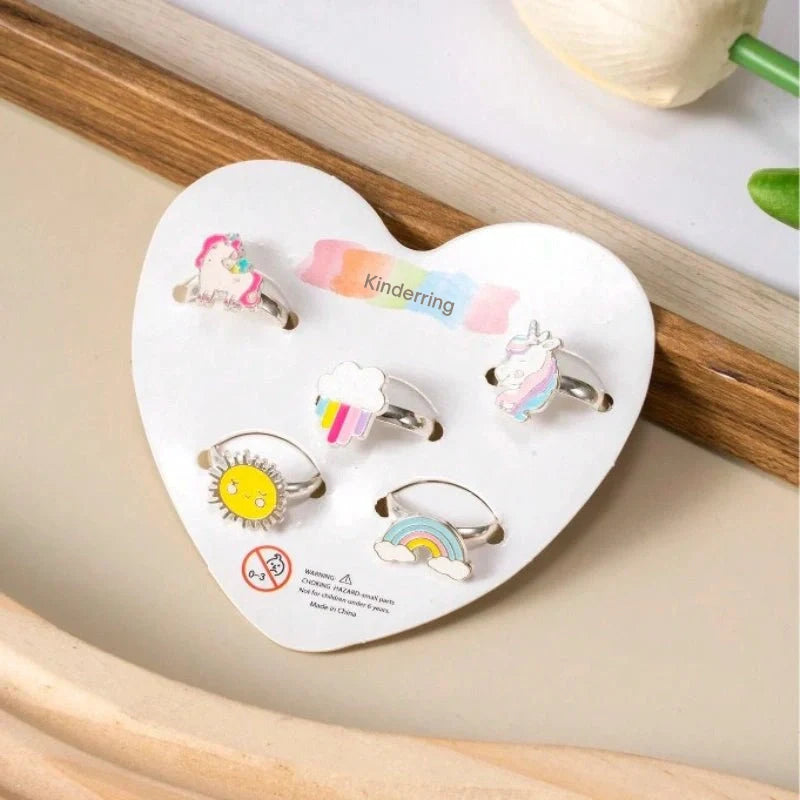 5Pcs Set Colorful Adjustable Rings for Kids