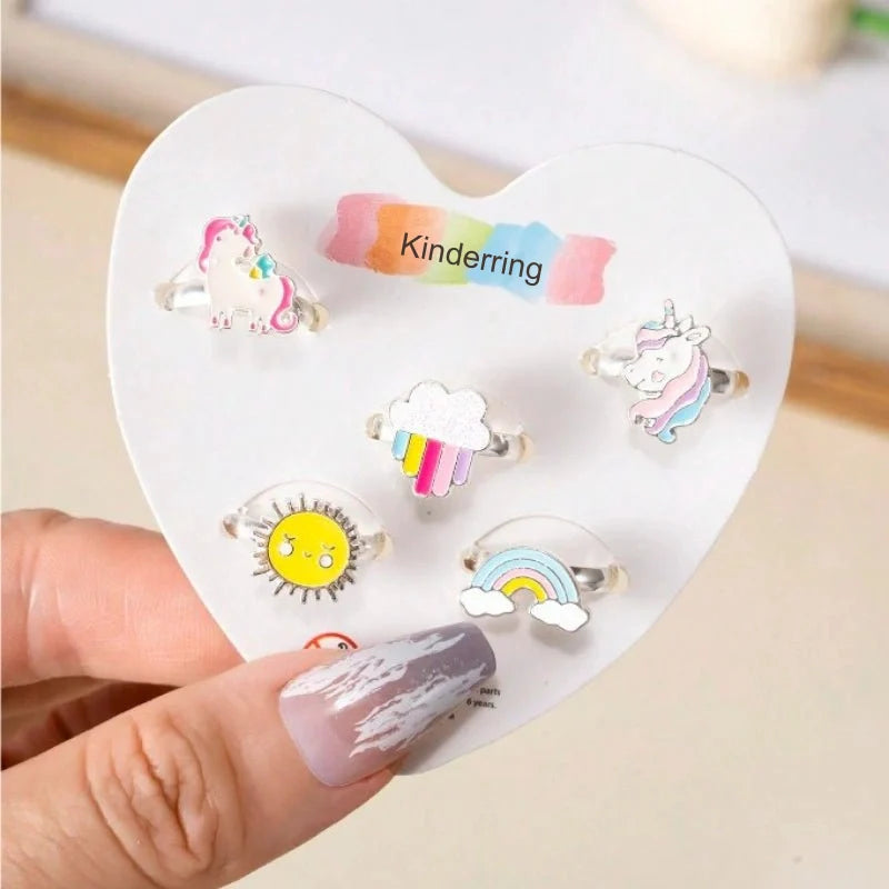5Pcs Set Colorful Adjustable Rings for Kids