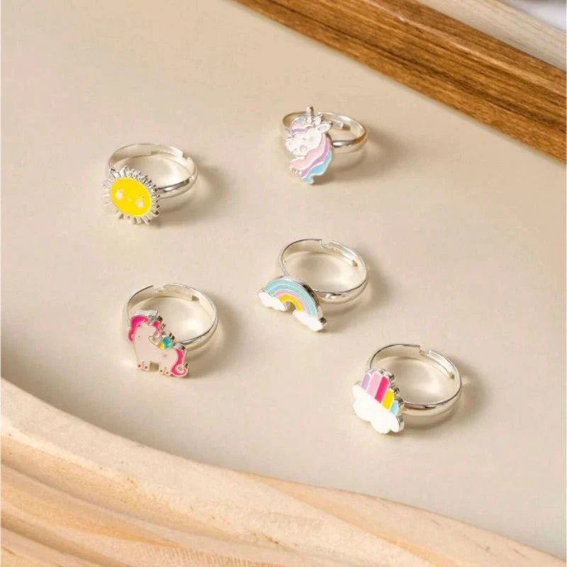 5Pcs Set Colorful Adjustable Rings for Kids