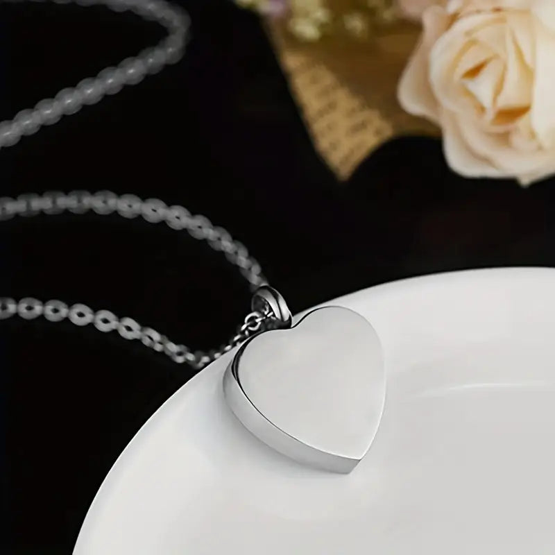 Engraved Heart Cremation Urn for Pet Ashes - Personalized Necklace
