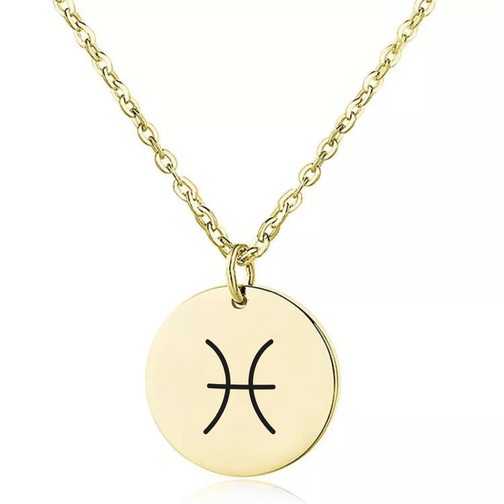 Engraved Zodiac Sign Coin Necklace