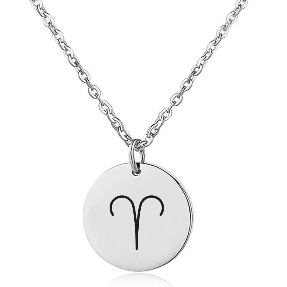 Engraved Zodiac Sign Coin Necklace