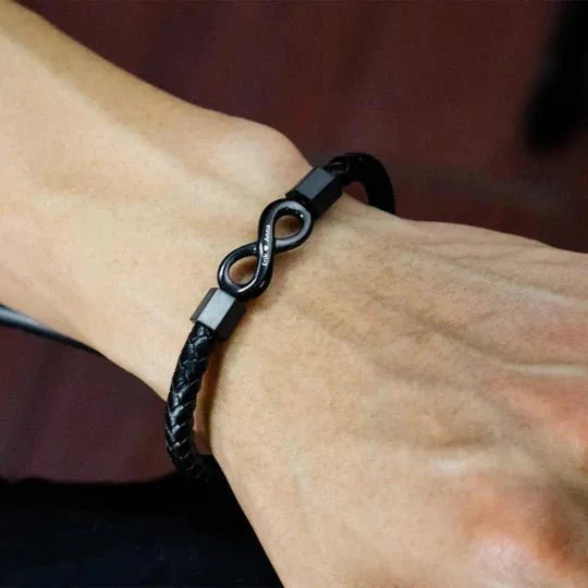To My Husband - Personalized Leather Infinity Bracelet (19cm)