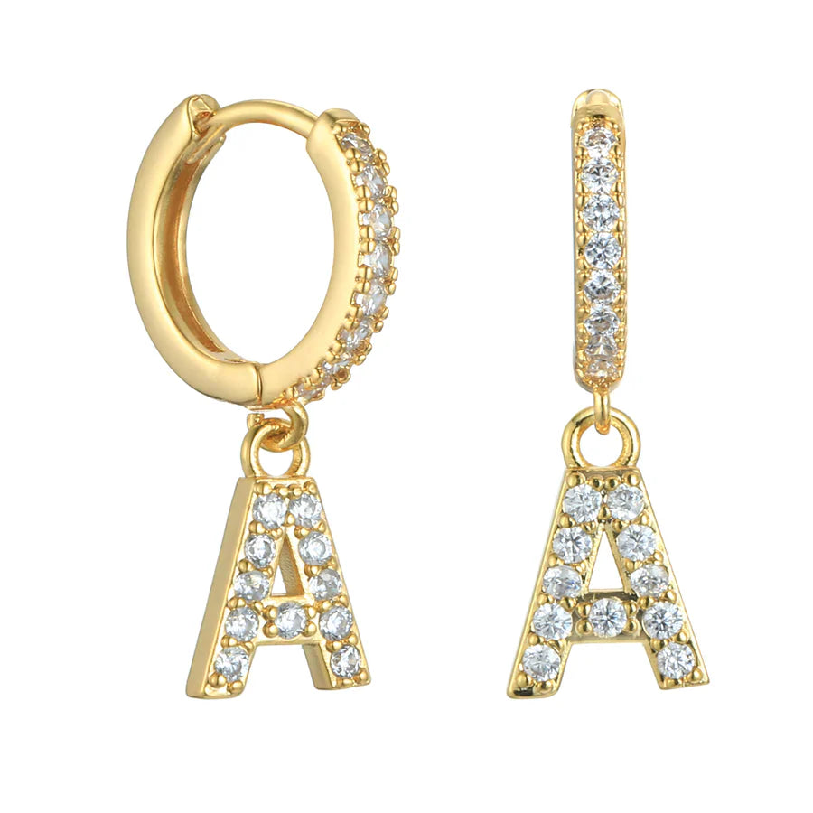 Letter Earrings 'Initial' with Zirconia