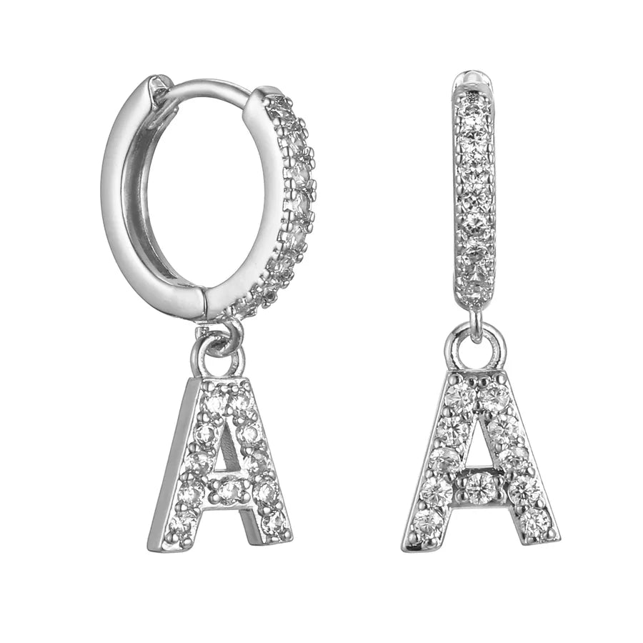 Letter Earrings 'Initial' with Zirconia