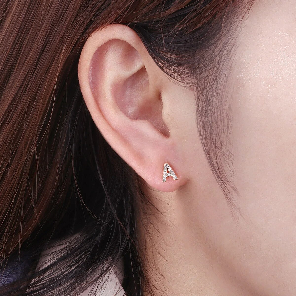 Letter Earrings 'Initial' with Zirconia