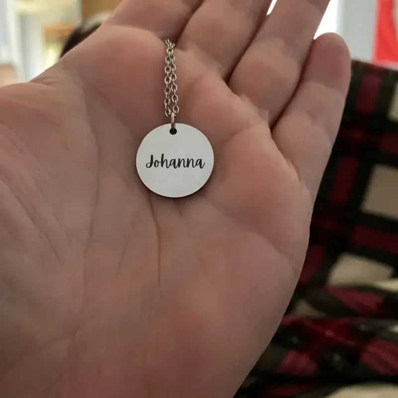 Personalized Coin Pendant Necklace With Name - Gift For Girlfriend