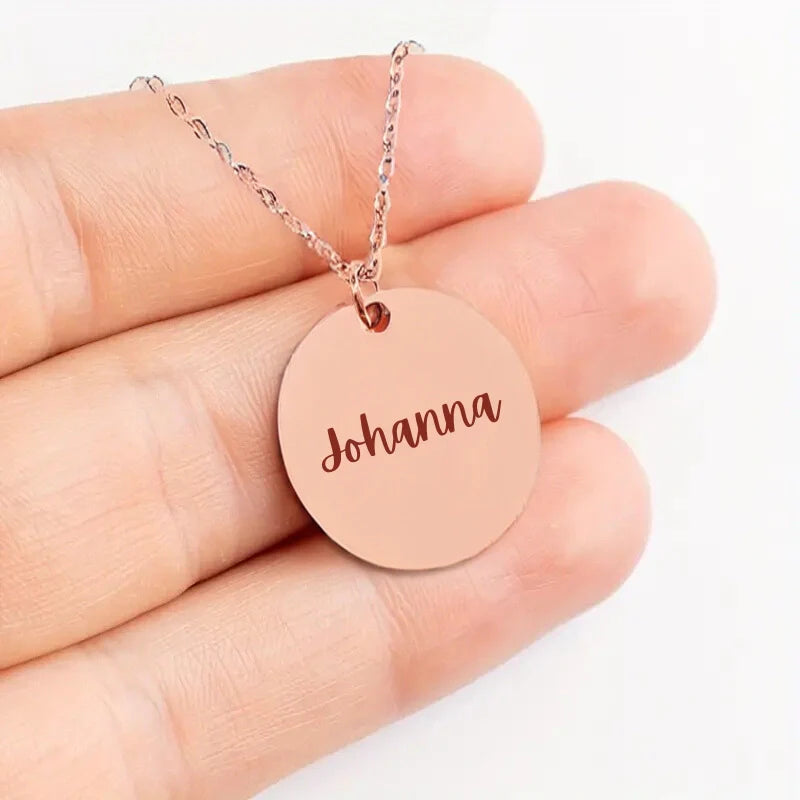 Personalized Coin Pendant Necklace With Name - Gift For Girlfriend