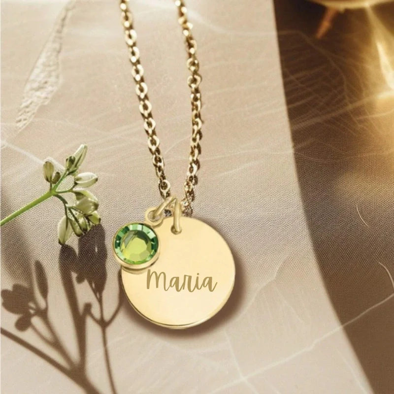 Personalized Birthstone Necklace with Name - Gift for Her