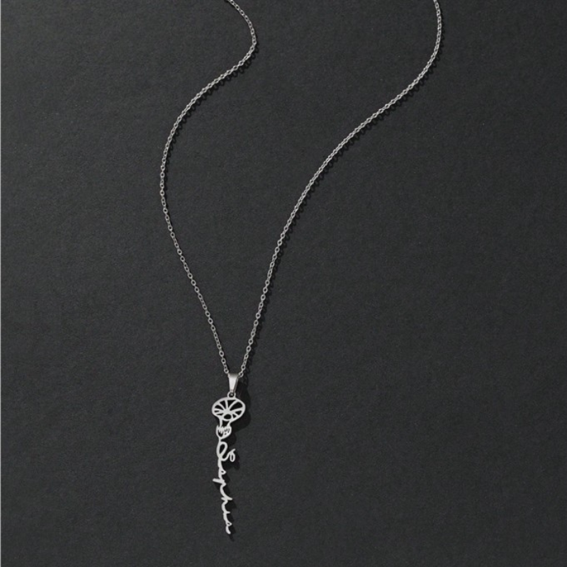 Personalized Engraved Birth Month Flower Necklace with Names - Gifts for Her