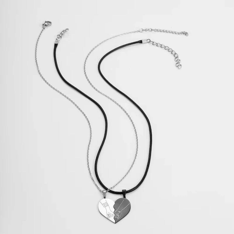 Personalized Two Hand Couples Heart Pendant Necklace - Jewelry for Couples