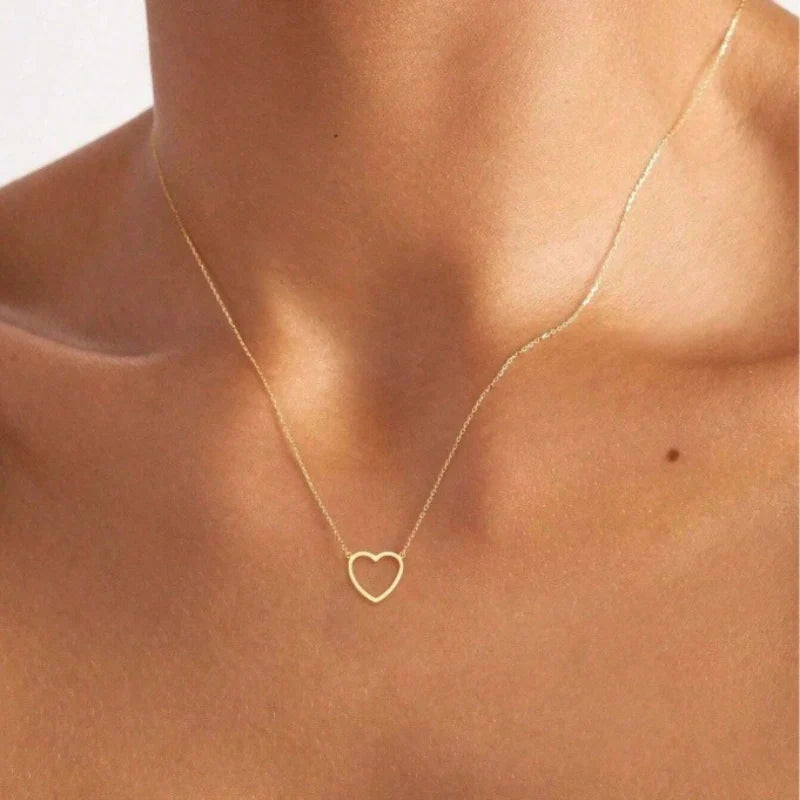 Gold Heart Pendant Necklace - Gifts For Her
