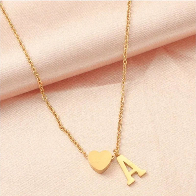 Personalized Gold-Plated Heart Necklace with Letters - Mother's Day Gifts