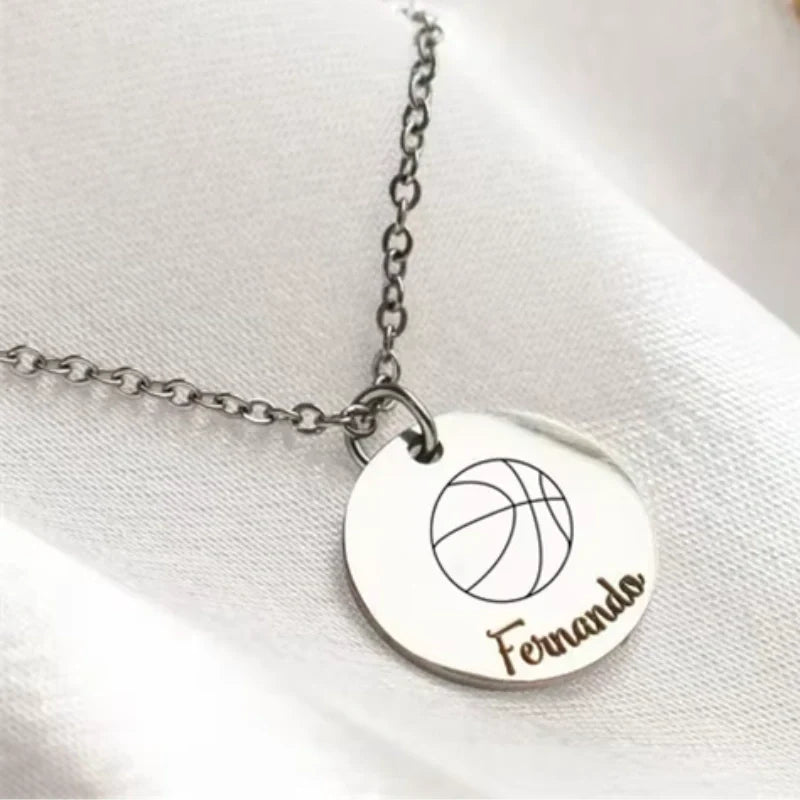 Personalized Name Engraved Sports Pendant Necklace - Boys Necklace