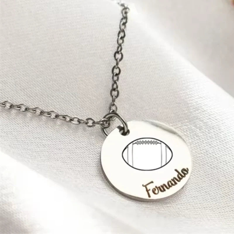 Personalized Name Engraved Sports Pendant Necklace - Boys Necklace