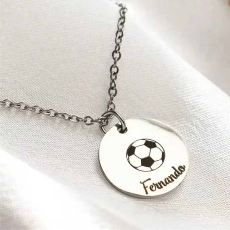 Personalized Name Engraved Sports Pendant Necklace - Boys Necklace