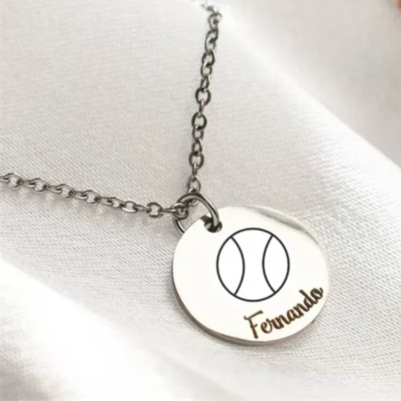 Personalized Name Engraved Sports Pendant Necklace - Boys Necklace