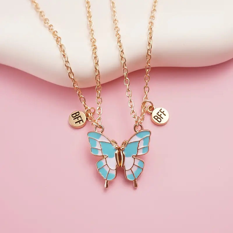 Best Friends Forever Butterfly Pendant Necklace Set - Gifts for Friends