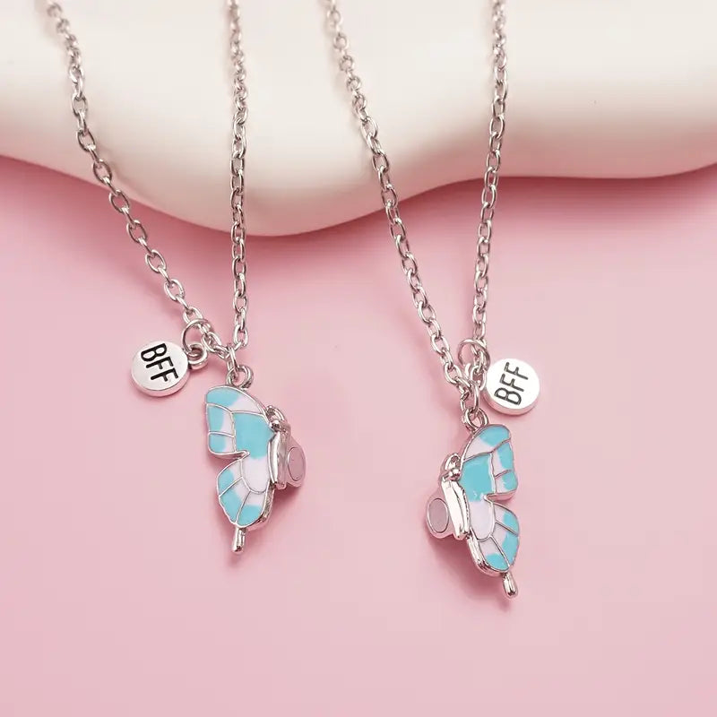Best Friends Forever Butterfly Pendant Necklace Set - Gifts for Friends