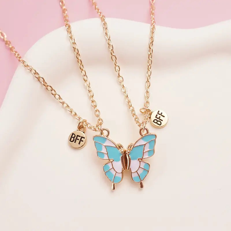 Best Friends Forever Butterfly Pendant Necklace Set - Gifts for Friends