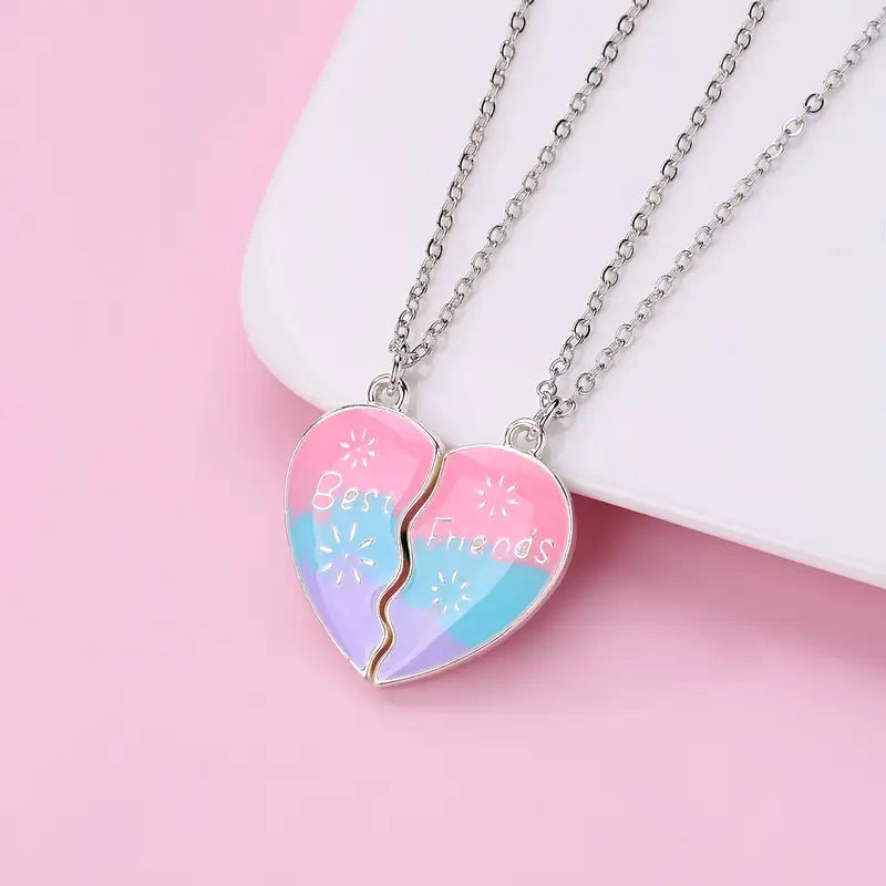 BFF Heart Pendant Magnetic Necklace Set - Gifts for Friends