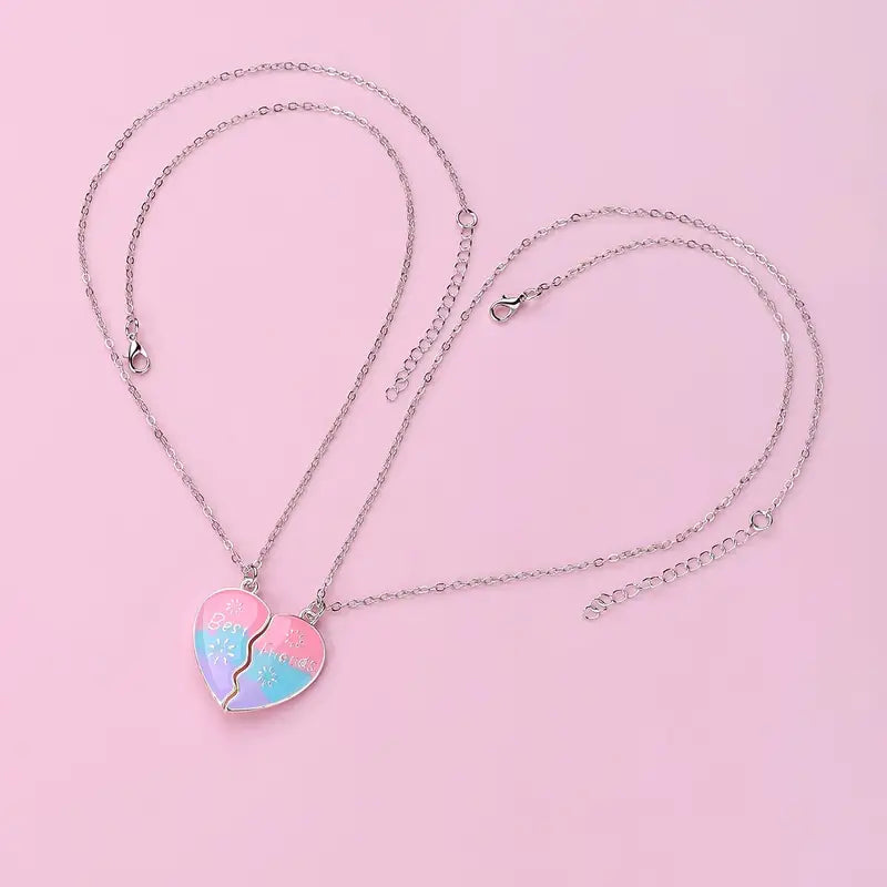 BFF Heart Pendant Magnetic Necklace Set - Gifts for Friends