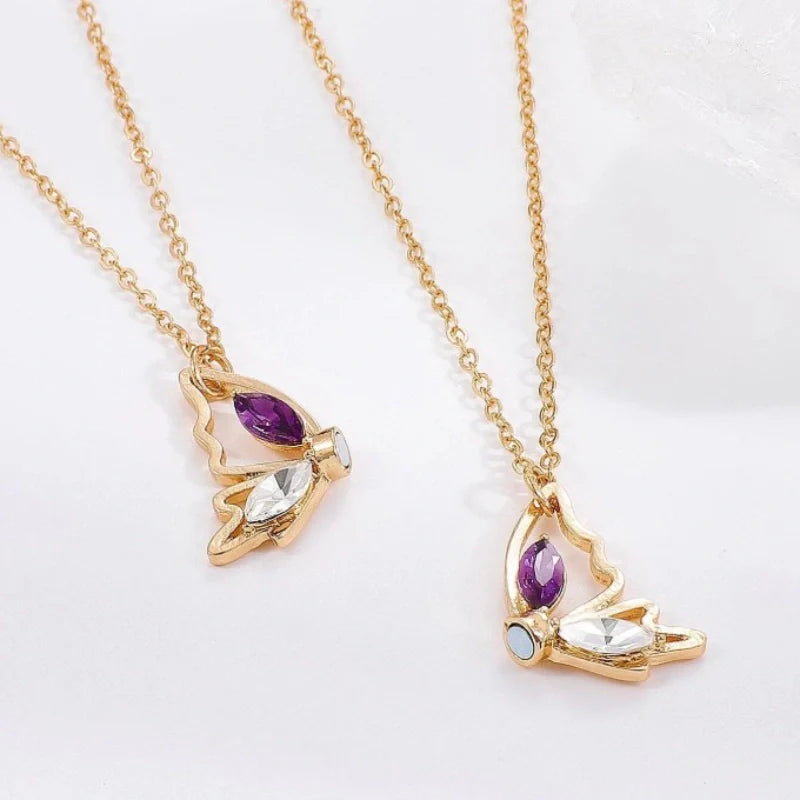 Magnetic Butterfly Pendant Necklace Set - Jewelry for Couples