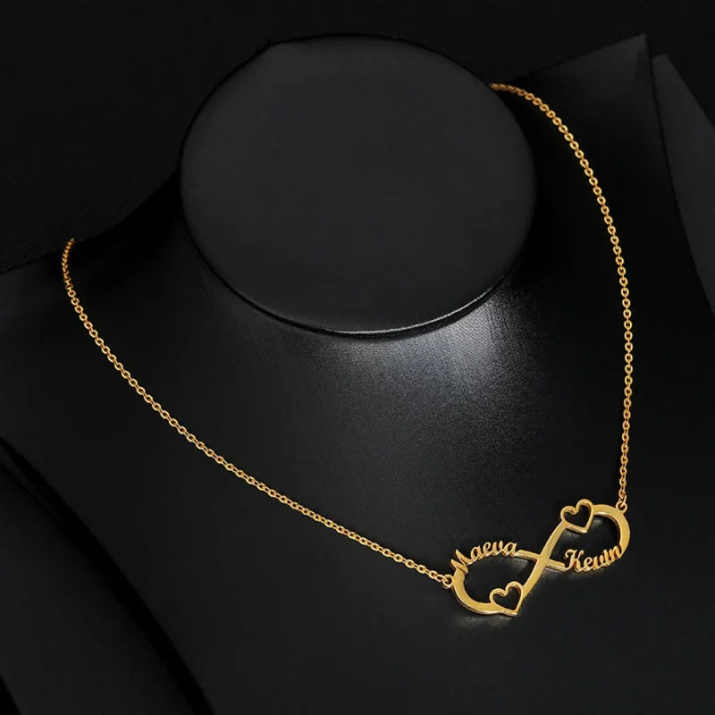 Personalized Infinity Heart-Shaped Pendant Necklace - Jewelry for Couples