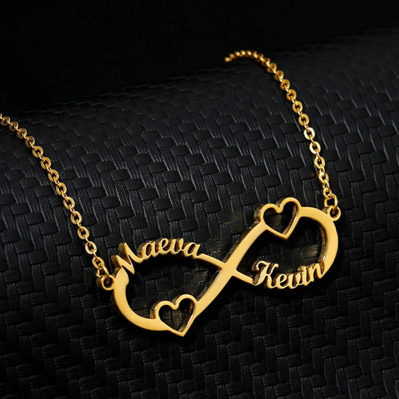 Personalized Infinity Heart-Shaped Pendant Necklace - Jewelry for Couples
