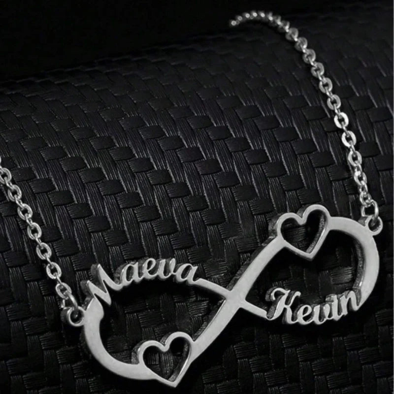 Personalized Infinity Heart-Shaped Pendant Necklace - Jewelry for Couples