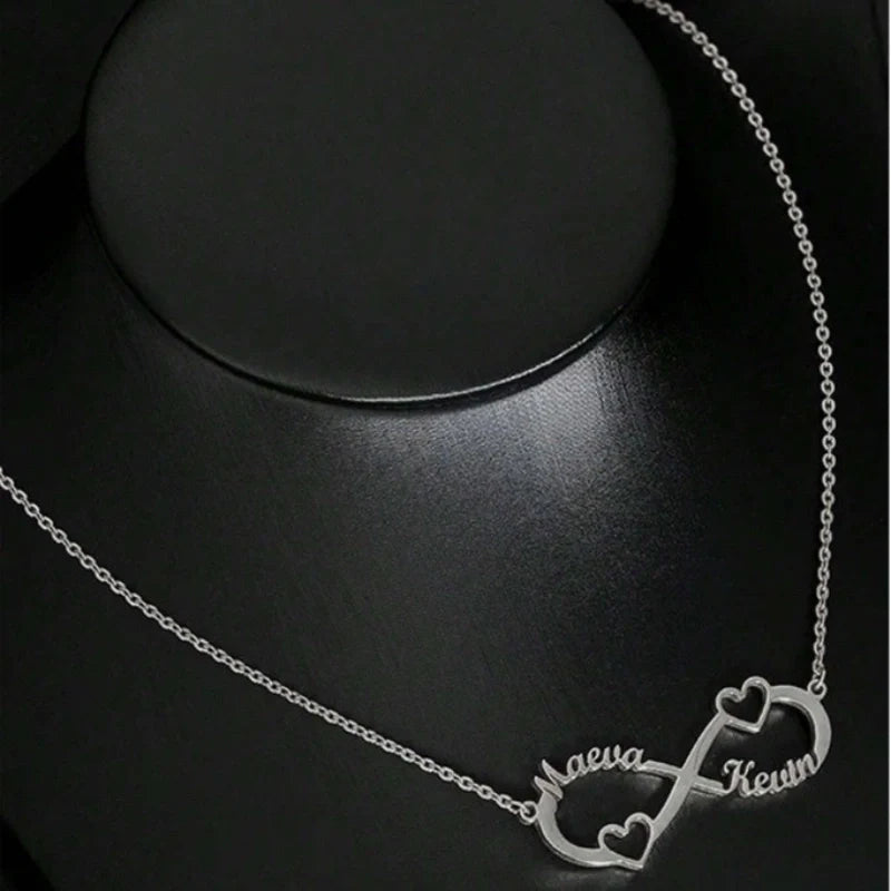 Personalized Infinity Heart-Shaped Pendant Necklace - Jewelry for Couples