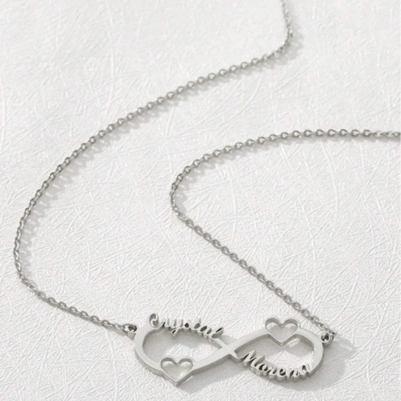 Personalized Infinity Heart-Shaped Pendant Necklace - Jewelry for Couples